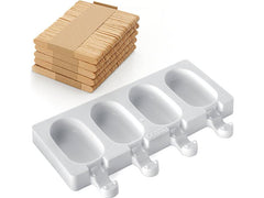 Silikomart | Eisform mini Classic | 4 Mulden samt Holzstäbchen und Rezept