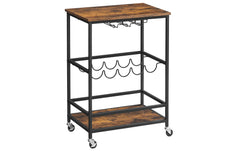 VASAGLE | Bartrolley mit Flaschenhalterung | 60x40x75 cm (LxBxH), Holz, Stahl