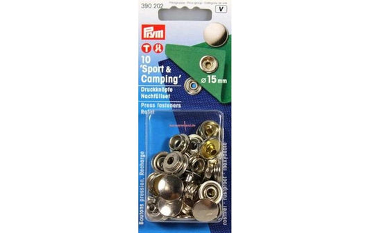 Prym | Druckknopf Camping, zum nachfüllen | silber, 15 mm, Karte 10 Stk.