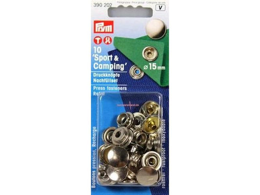 Prym | Druckknopf Camping, zum nachfüllen | silber, 15 mm, Karte 10 Stk.