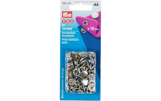 Prym | Druckknopf Jersey Kappe, nachfüllen | silber, 10 mm, Karte 20 Stk.