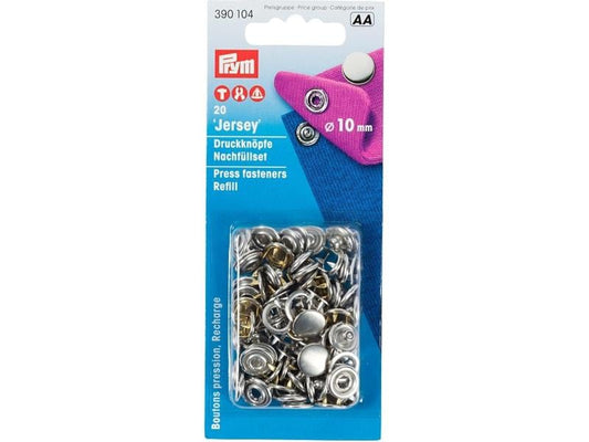 Prym | Druckknopf Jersey Kappe, nachfüllen | silber, 10 mm, Karte 20 Stk.