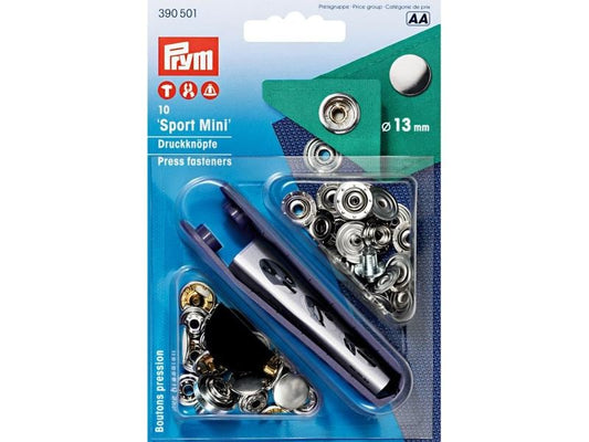 Prym | Druckknopf Sport Mini, silber | 13 mm, Karte 10 Stk.
