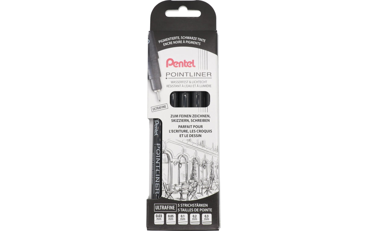 Pentel Fineliner Pigment ultrafine 5er  Set