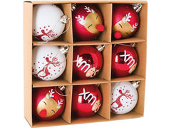 Dekomat AG | Dekomat Christbaumkugeln, Rot-Weiss | 9 Kugeln, D: 6 cm
