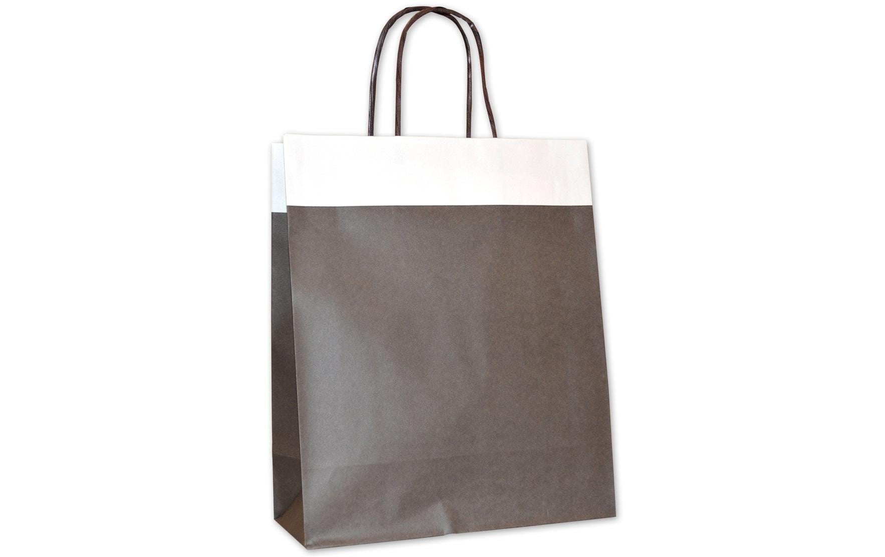 Tragetasche mit Papierkordel, braun/silber