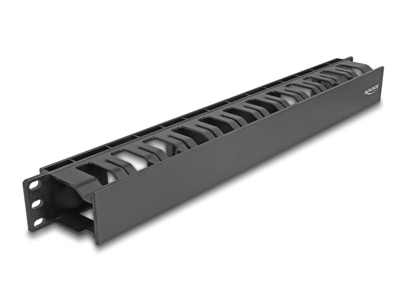 Delock | Kabelmanagement Rangierpanel Schwarz | mit 2 Öffnungen, 1HE, aus Kunststoff