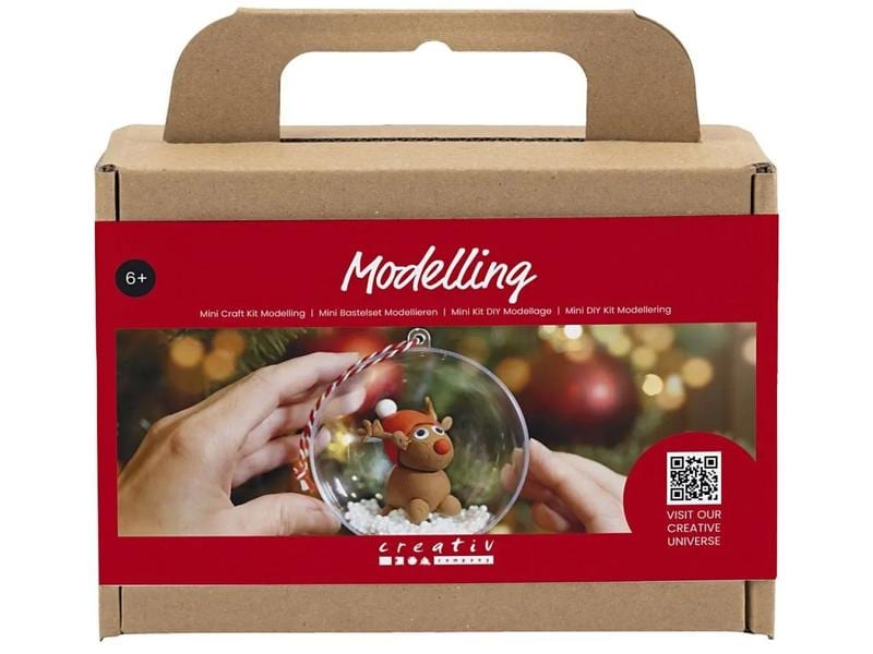 Creativ Company | Mini Bastelset Modellieren | Weihnachtskugeln, Rentier