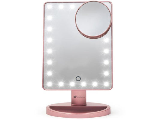 Rio | 24 LED Touch dimmbarer Kosmetikspiegel | 10x Vergrösserung, rosé-gold