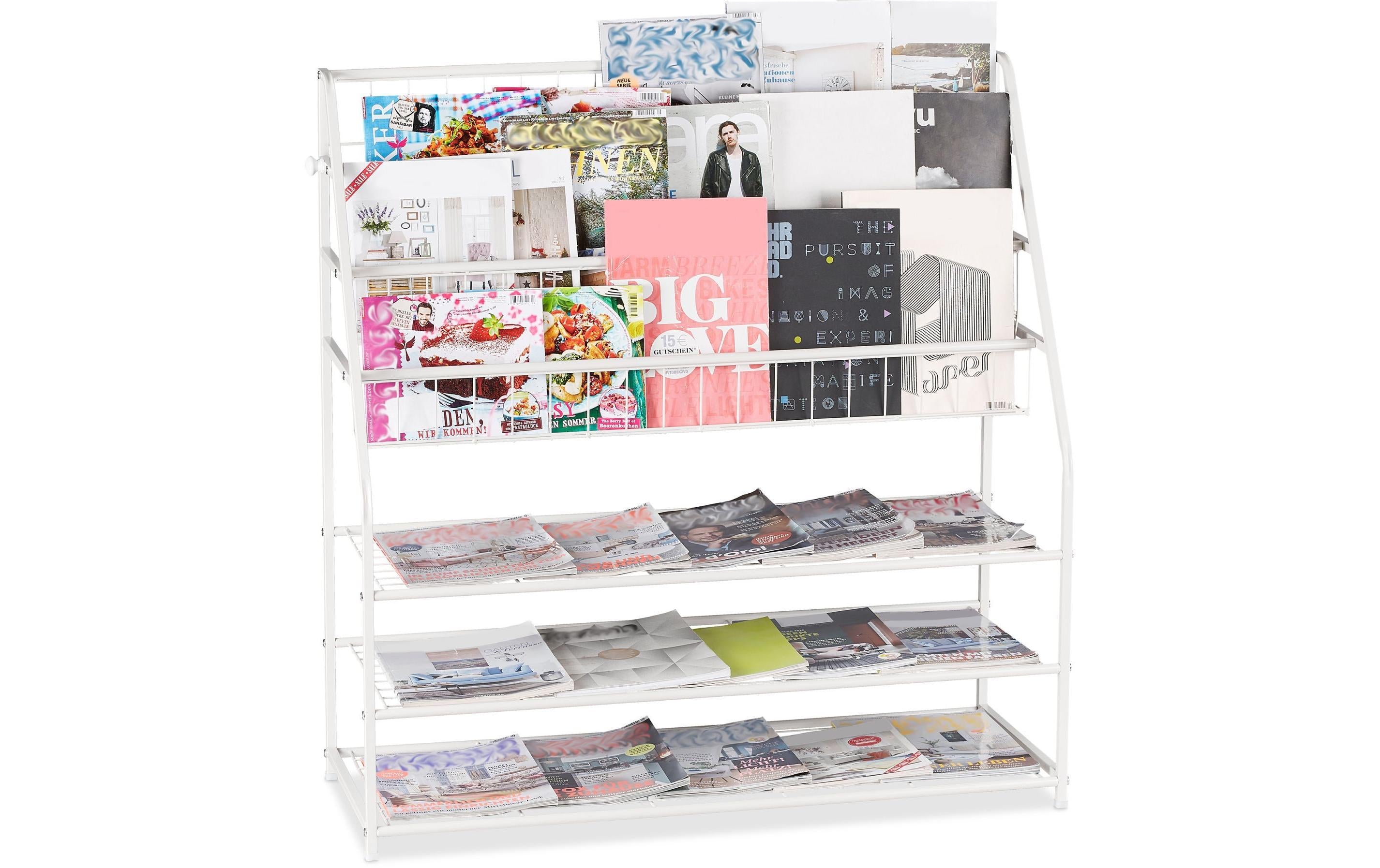 relaxdays Zeitungsständer XL Weiss