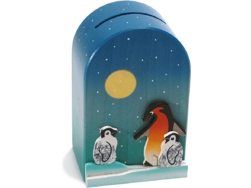 Weizenkorn | Spardose Pinguin | Holz, 10x7x14 cm (BxHxT)