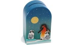 Weizenkorn | Spardose Pinguin | Holz, 10x7x14 cm (BxHxT)