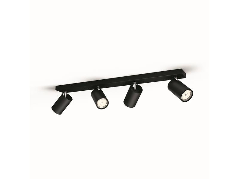 Philips | Aufbauspot Kosipo | 4 x GU10, 5.5 W, Schwarz
