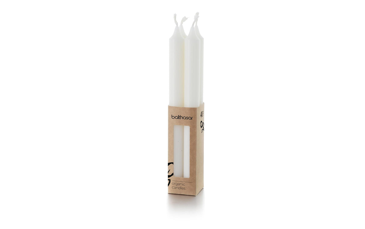 balthasar Stabkerzen Organic, 4er Set,Weiss