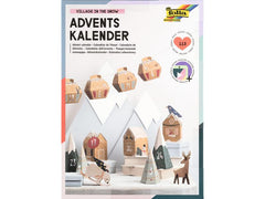 Folia | Adventskalender Bergdorf | 24 Schachteln, Zahlensticker, Kordel