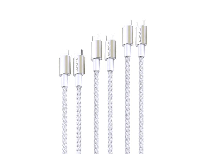 4smarts | USB2.0-Kabelset C-C. 1m,1,5m, 3m | 60Watt Fast Charging, Digital Adapter,Nylon