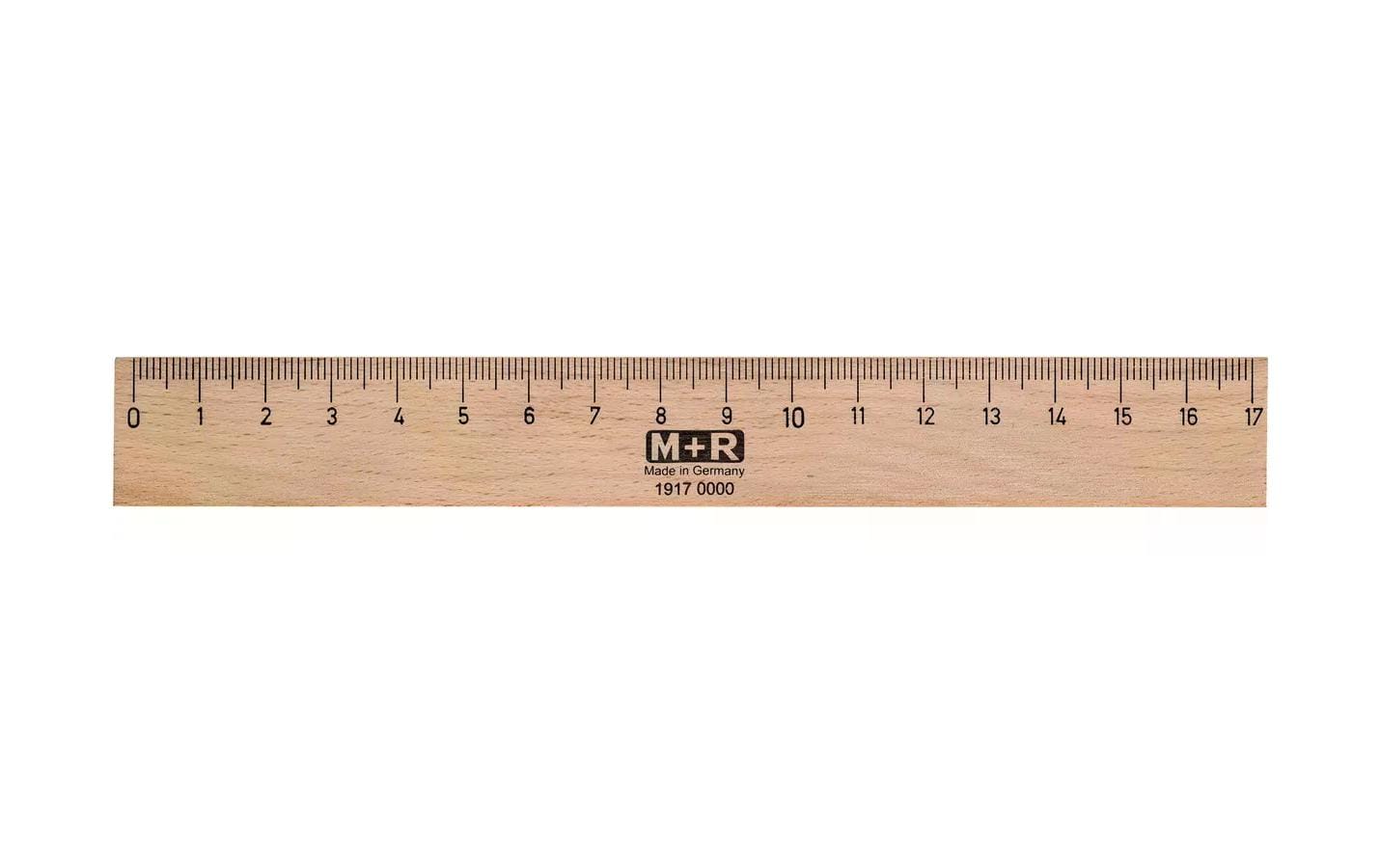 M+R Flachlineal Buche mit Metalleinlage