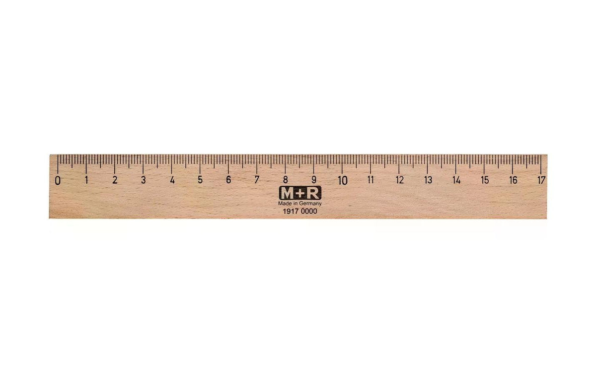 M+R Flachlineal Buche mit Metalleinlage