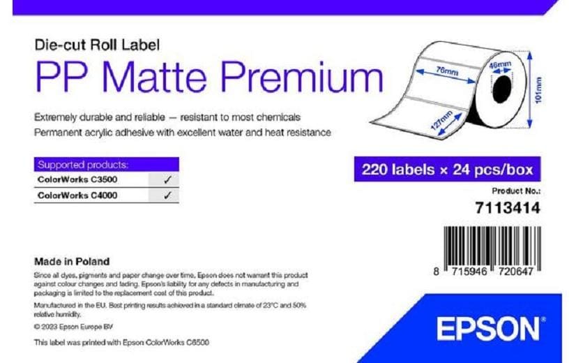 Epson C3400/C3500: PP Matte Label