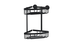tesa | ALUXX BLACK Eck-Duschkorb | Matter, zweistufiger Duschkorb