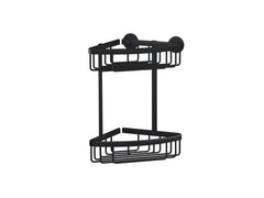 tesa | ALUXX BLACK Eck-Duschkorb | Matter, zweistufiger Duschkorb