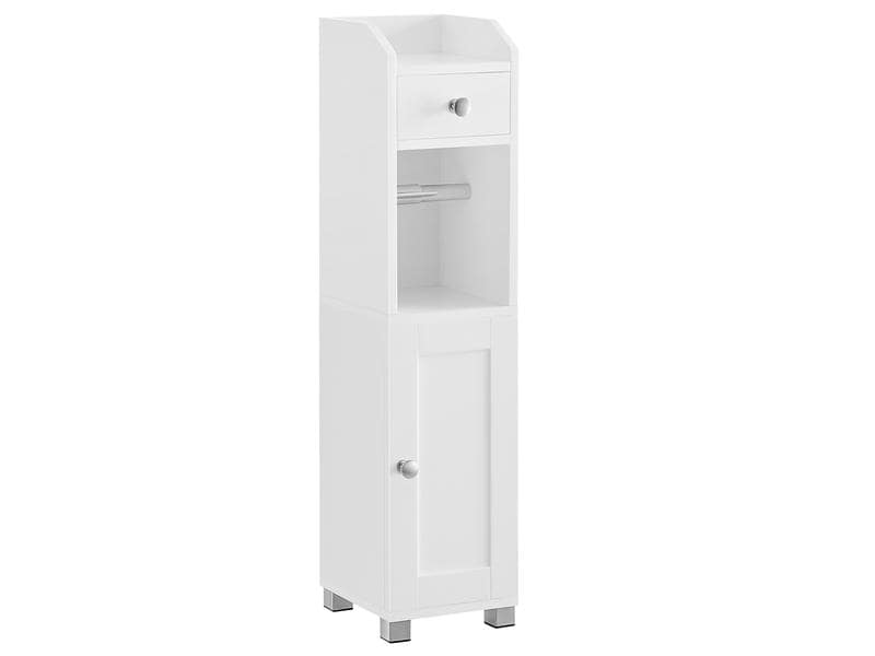 VASAGLE | Schrank schmal mit Toilettenpapierh | Weiss, 20x18x76.7 cm (TxBxH)