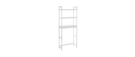 Songmics | Badezimmerregal Weiss, 3 Ablagen | Bambus, 63x26x163 cm (LxBxH)