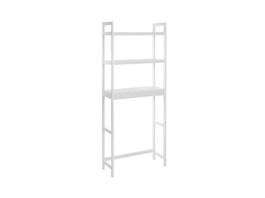 Songmics | Badezimmerregal Weiss, 3 Ablagen | Bambus, 63x26x163 cm (LxBxH)