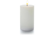 balthasar, LED Zylinderkerze Rillen, Weiss