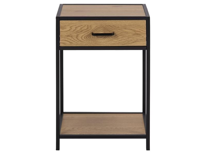 AC Design | Nachttisch Seaford | Stahl/MDF, 42x35x63 cm, Wildeiche