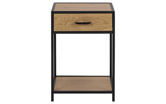 AC Design | Nachttisch Seaford | Stahl/MDF, 42x35x63 cm, Wildeiche