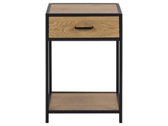 AC Design | Nachttisch Seaford | Stahl/MDF, 42x35x63 cm, Wildeiche