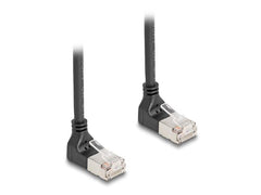 Delock | Patchkabel 90° oben gewinkelt | Cat 6A, S/FTP, 2 m, Schwarz