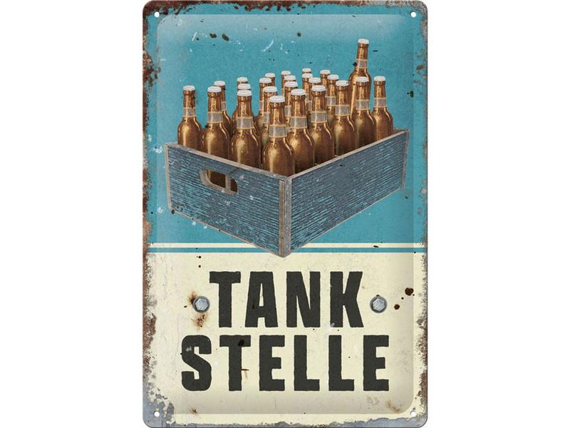 Nostalgic Art | Schild Tankstelle Bier | Metall, 20x30 cm