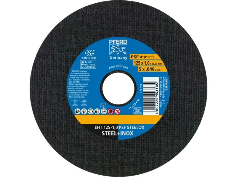 Pferd | Trennscheibe EHT 125x1.0x22.23mm | gerade, Universallinie, Stahl
