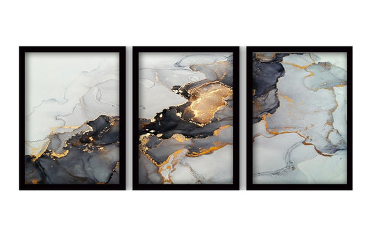 Wallxpert Bild Art Grau/Gold 3-teilig