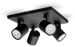 Philips | Aufbauspot MyLiving Runner | 4 x GU10, 20W, Schwarz