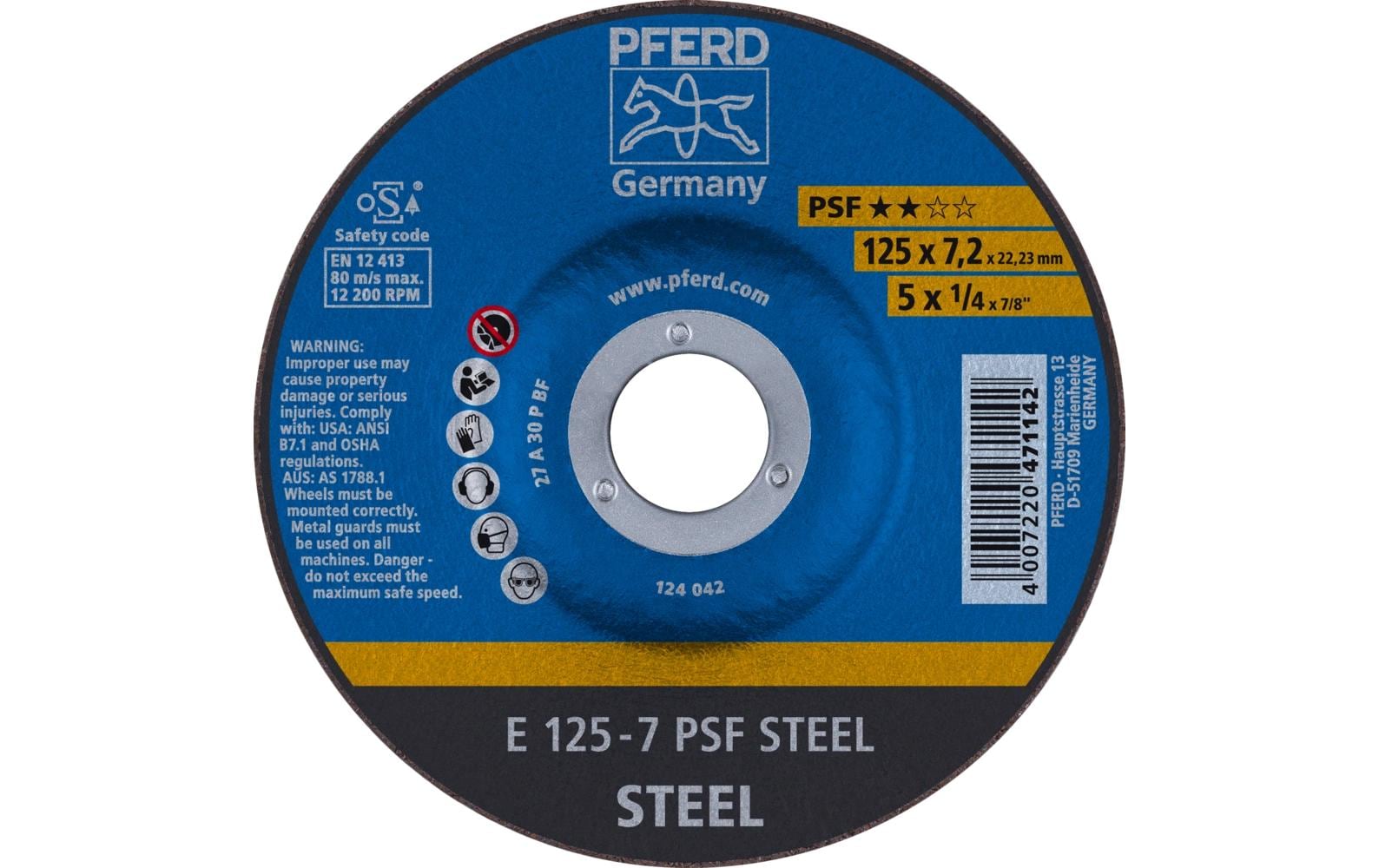 PFERD Schruppscheibe E 125x7.2x22.23mm