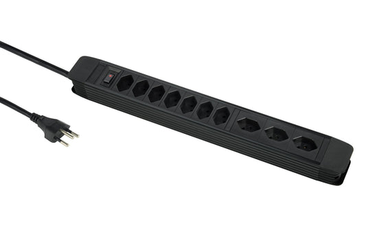 Schönenberger | Steckdosenleiste PRINCIPIO 3xH/7xV | 10xT13 3horiz /7verti 5m Kabel Schalter sz