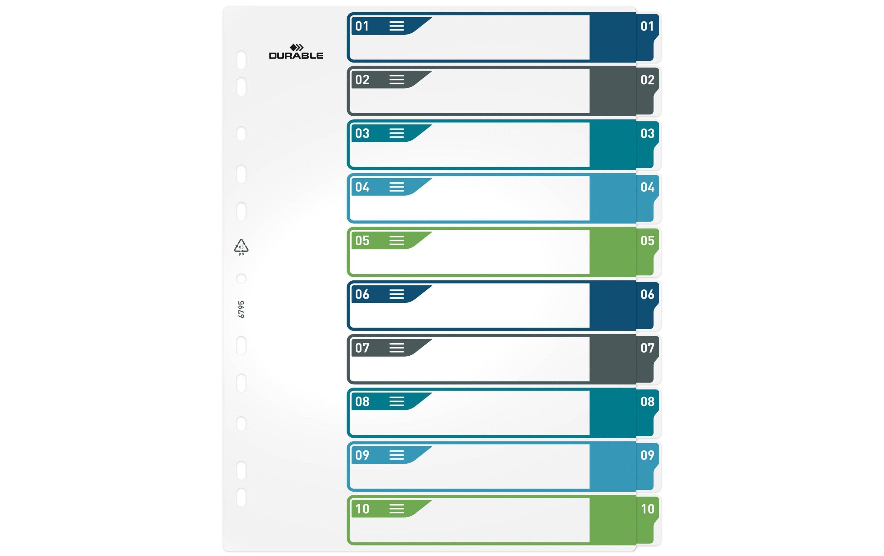 Durable Register PP 1-10, 5-farbig