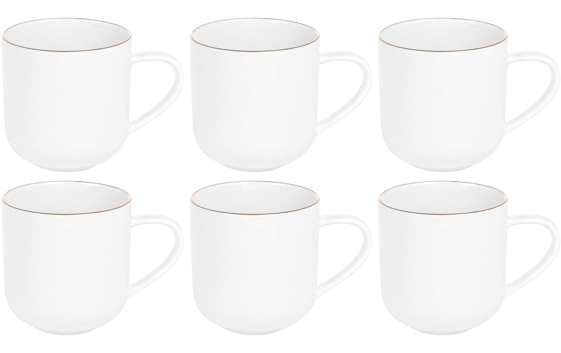 FURBER, Tasse 400 ml, 6 Stück, Weiss/Gold