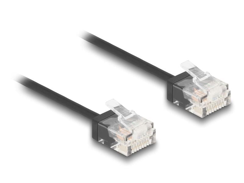Delock | Patchkabel Cat 6, UTP, 0.5 m, Schwa | Ultra Slim, 50cm, schwarz