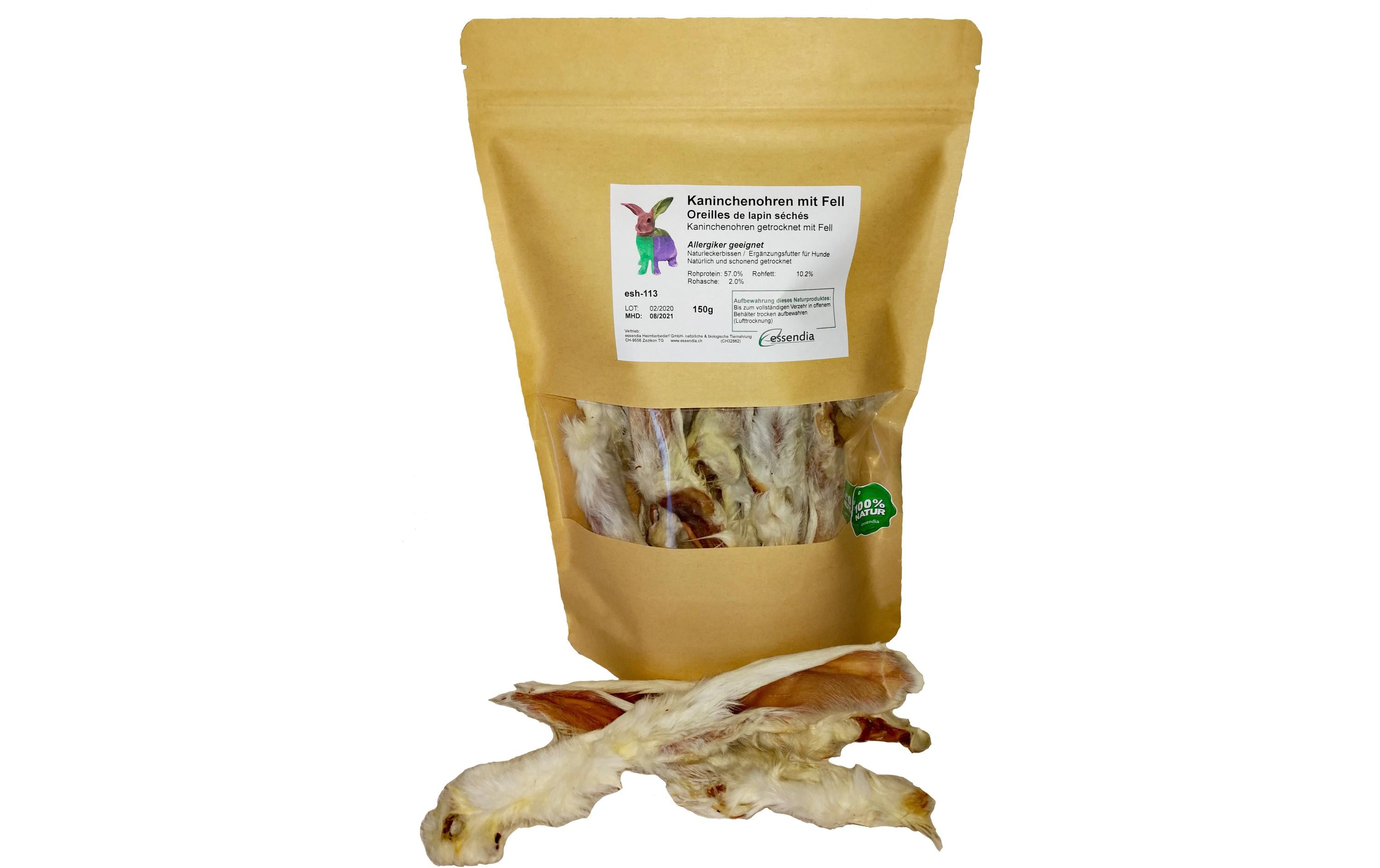 Essendia Kaninchenohren mit Fell 150g