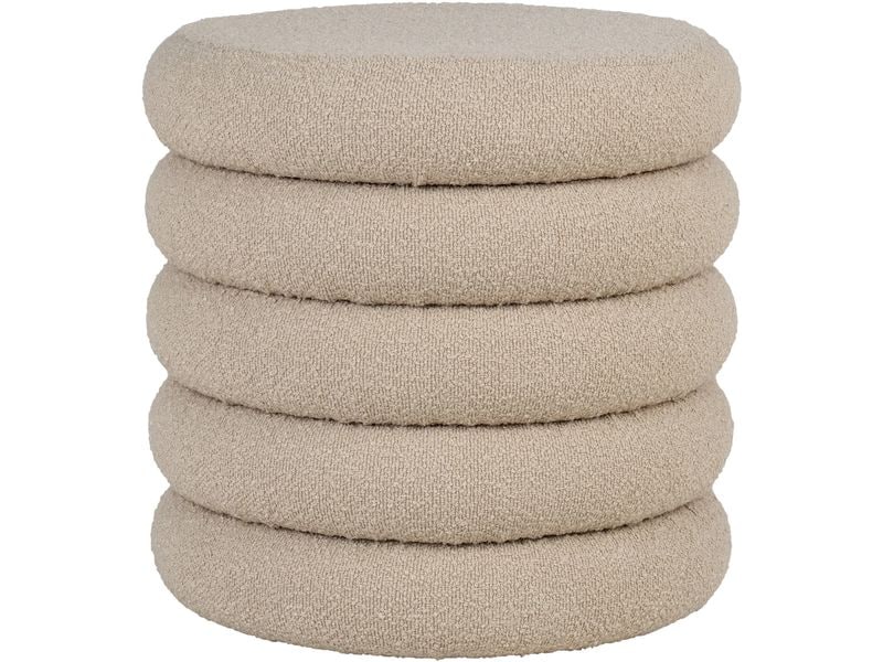 House Nordic | Pouf Brooklyn Beige | Mit Stauraum, Ø44x44 cm
