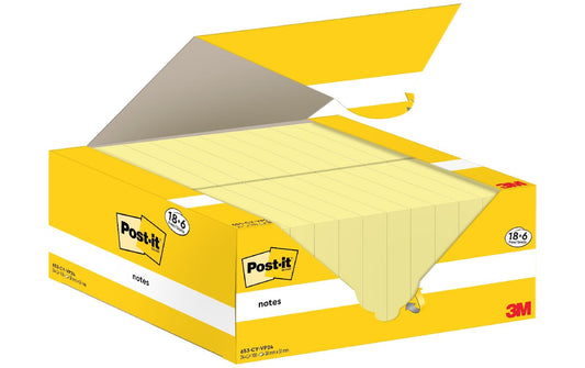 Post-it | 3M Post-it Haftnotizen, gelb | 18+6 Blöcke à 100 Blatt, 38 mm x 51 mm