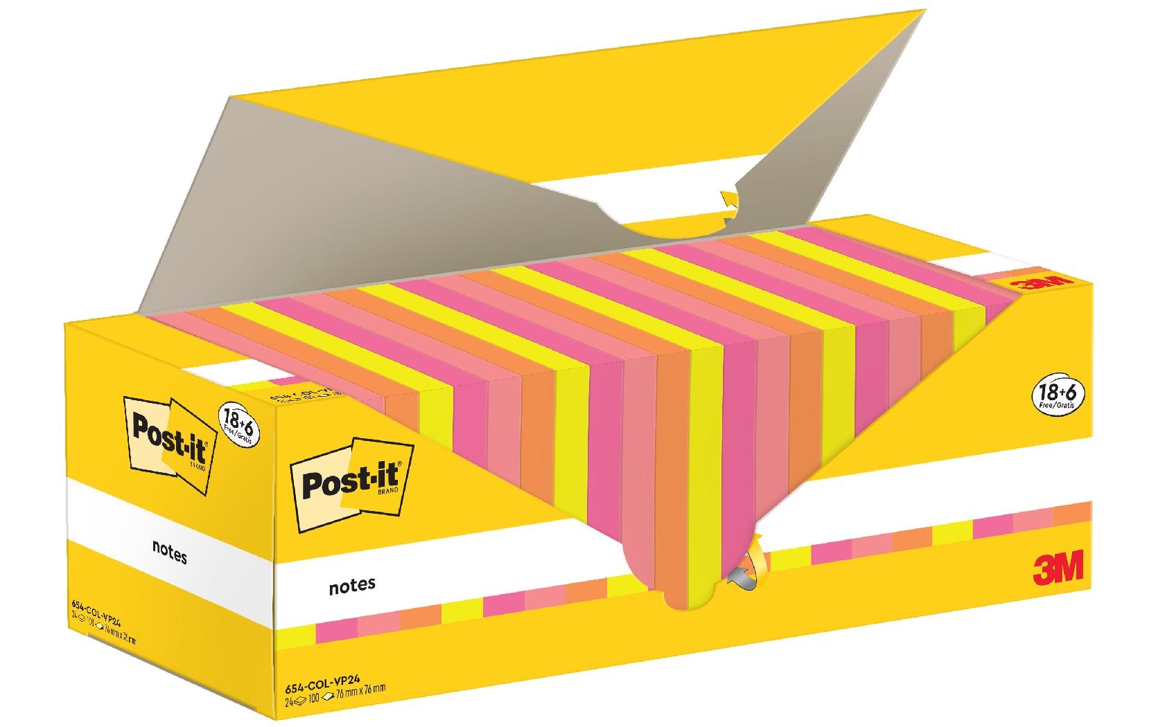 3M Post-it, Haftnotizen, mehrfarbig
