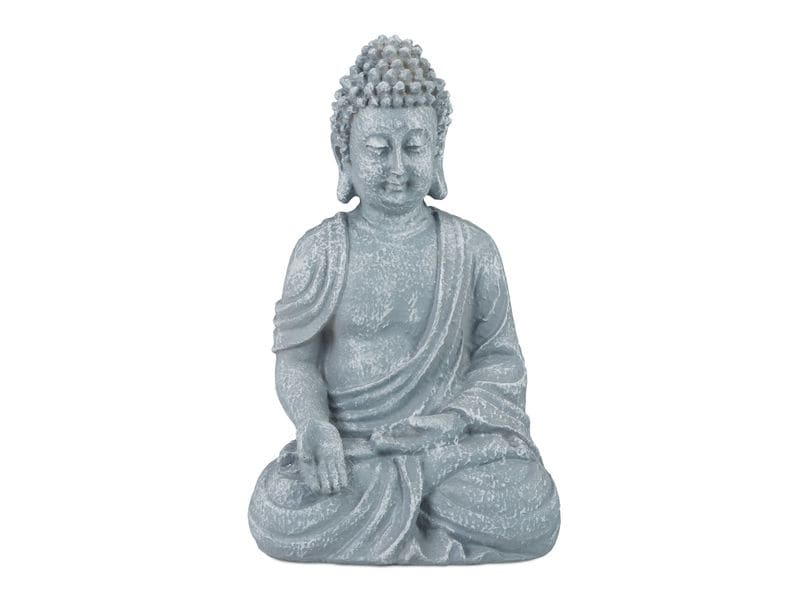 relaxdays | Dekofigur Buddha | 30cm, Polyresin, Grau