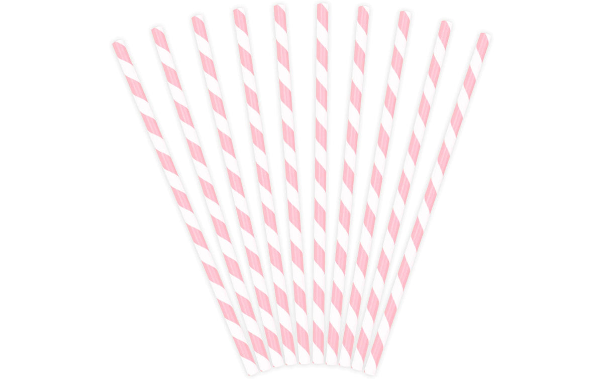 Partydeco, Strohhalm 19.5 cm, 10 Stück, Ros