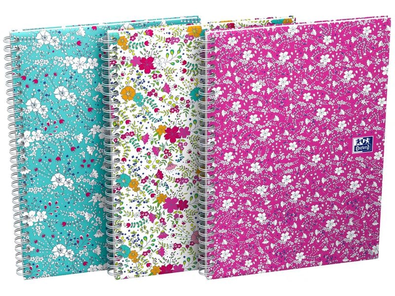 Oxford | GO Floral Spiralbuch B5 | liniert 7mm, 120 Seiten