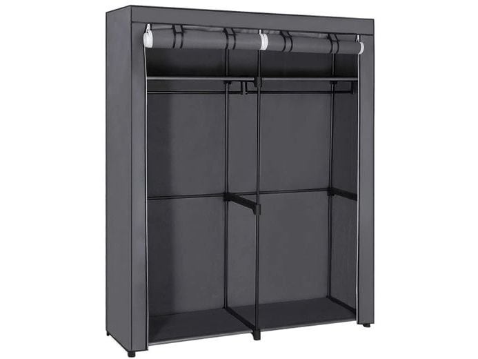Songmics | Schrank Grau, 2 hochrollbare Türen | 140x43x174 cm (LxBxH), Stoff, Metall